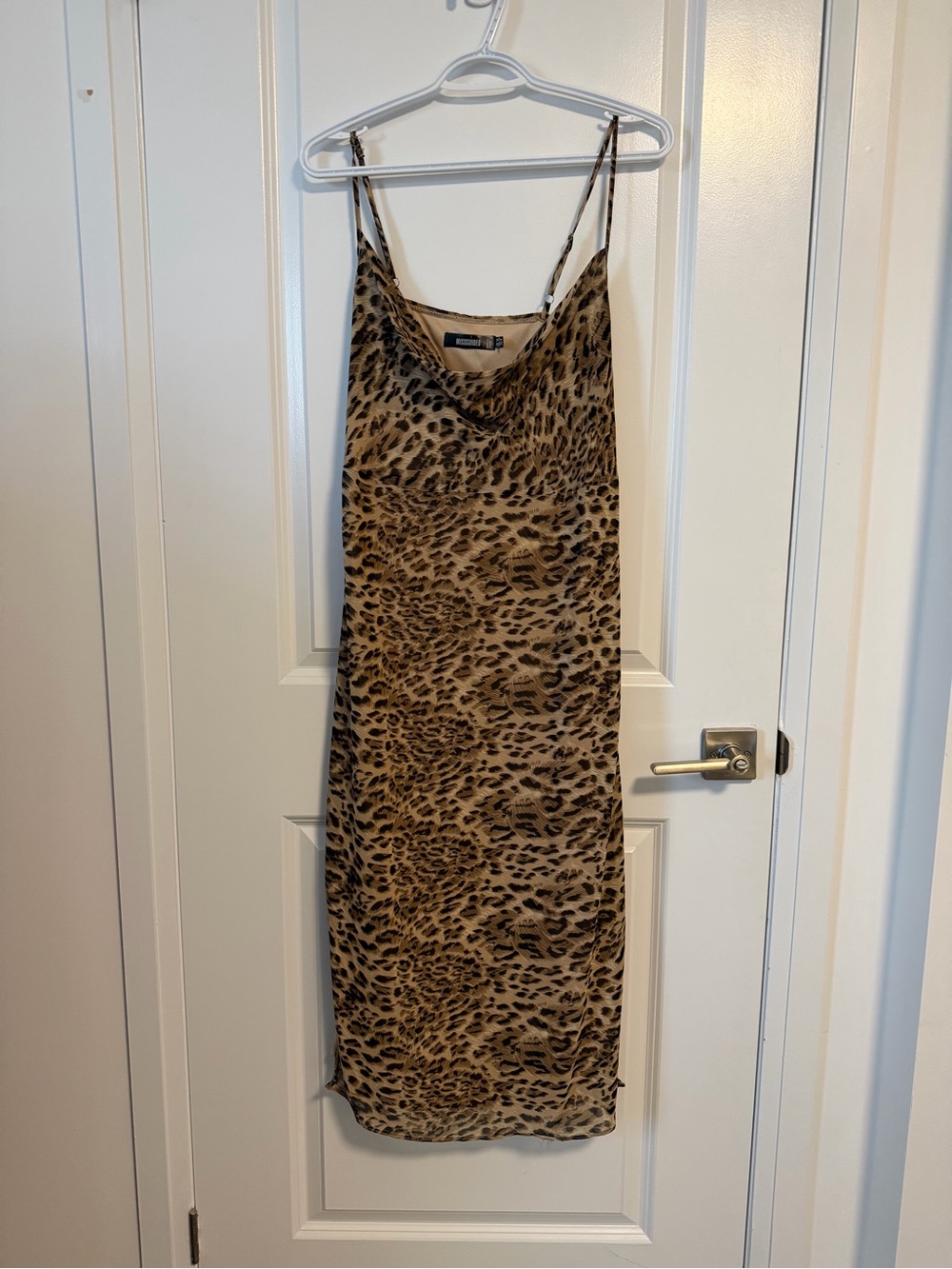 Missguided Leopard Print Slip Dress in Tan and Black